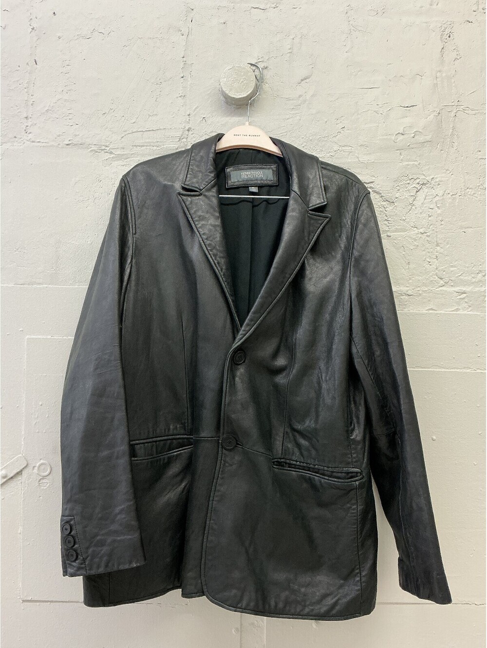 Kenneth Cole Reaction Men's Black Soft Leather Blazer Jacket - AS IS